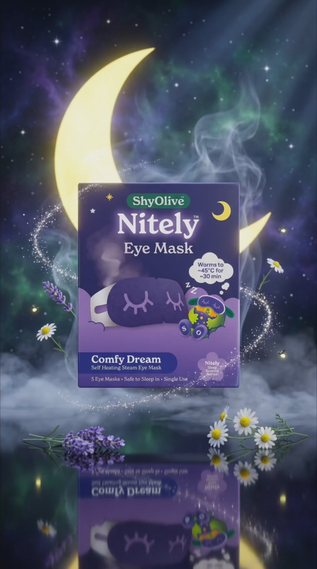 วิดีโอมาส์กตาไออุ่น ShyOlive Nitely Comfy Dream ไอน้ำอุ่น 45 องศา นาน 30 นาที