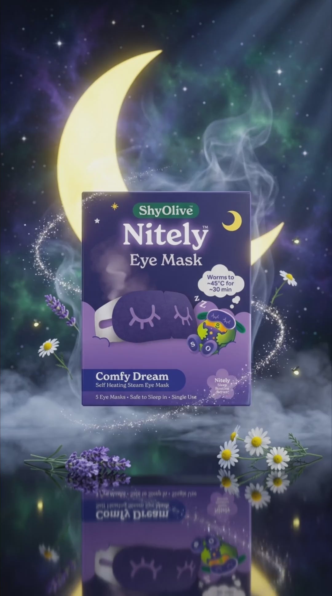 วิดีโอมาส์กตาไออุ่น ShyOlive Nitely Comfy Dream ไอน้ำอุ่น 45 องศา นาน 30 นาที